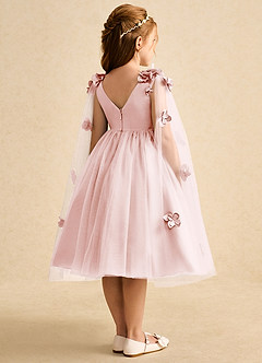 Azazie Staria Flower Girl Dresses Blushing Pink Ball-Gown Ruched Tulle Dress image9