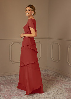Azazie OHara Mother of the Bride Dresses Terracotta A-Line V-Neck Chiffon Dress image5