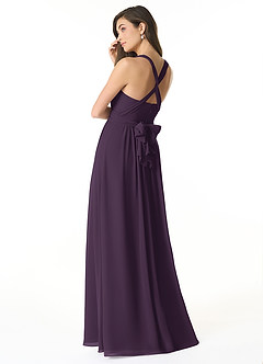 Azazie Olani Bridesmaid Dresses Plum A-Line Off the Shoulder Chiffon Convertible Dress image3