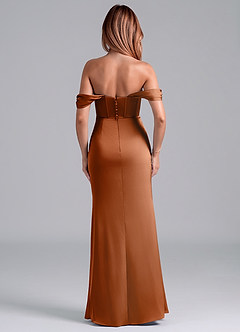 Azazie Asha Final Sale Emerald Sheath Off the Shoulder Stretch Satin Convertible Dress image4