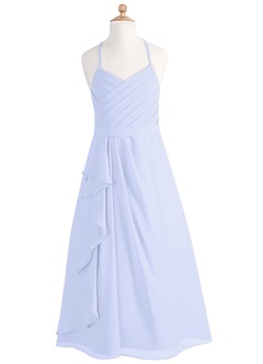Azazie Dawn A-Line Pleated Chiffon Floor-Length Junior Bridesmaid Dress image6