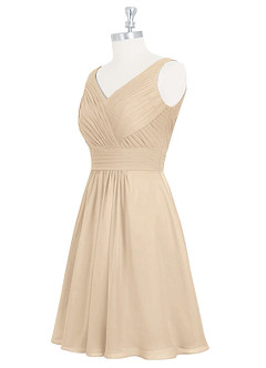 Azazie Grace Bridesmaid Dresses Champagne A-Line Pleated Chiffon Dress image9