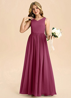 Azazie Hathaway Junior Mulberry A-Line Bow Chiffon Dress image5