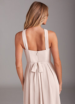 Azazie Dixie Bridesmaid Dresses Rose Petal A-Line Halter Pleated Chiffon Dress image6
