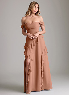 Azazie Sloane Bridesmaid Dresses Bronzer A-Line Sweetheart Neckline Chiffon Dress image4