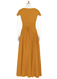 Azazie Payton Junior Butterscotch A-Line Bow Chiffon Dress image7
