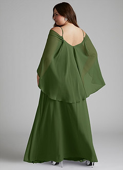 Azazie Cienna Jurken voor bruidsmeisjes Jurk van Chiffon met A-Lijn Off the Shoulder Olijf image8