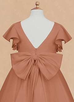 Azazie Kaeya Robe Demoiselle D'honneur Fillette Robe Trapèze en Tulle Arc Bronze image8