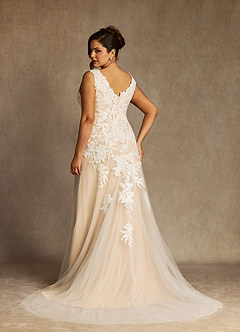 Azazie Bess Wedding Dresses Diamond White Champagne Sheath Sequins Tulle Dress image9