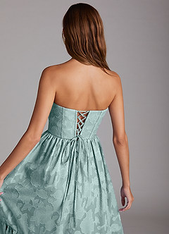 Azazie Delphina Brautjungfernkleider Wandelbar A-Linie Schulterfrei Blumen-Burnout Kleid Nebel image6