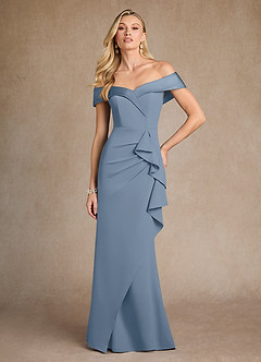 Azazie Laredo vestidos de madre de la novia Vestido de Azul Polvoriento de Crepé elástico de Sirena con Vestidos sin tirantes image4