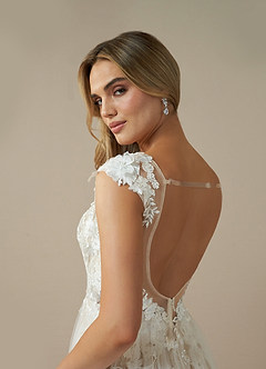 Azazie Moonstone Wedding Dresses Diamond White Nude A-Line Sweetheart Sequins Tulle Dress image6