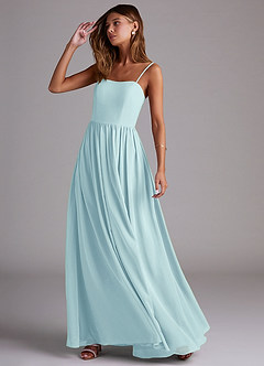 Azazie Calianna Bridesmaid Dresses Sea Glass A-Line Off the Shoulder Chiffon Convertible Dress image3