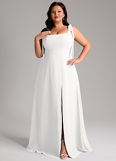 Azazie Debra Bridesmaid Dresses White A-Line with Pockets Chiffon Convertible Dress image3