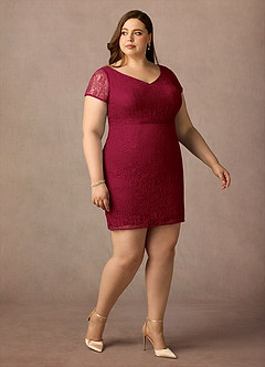 Azazie Lucilia Final Sale Black Sheath Lace Dress image10