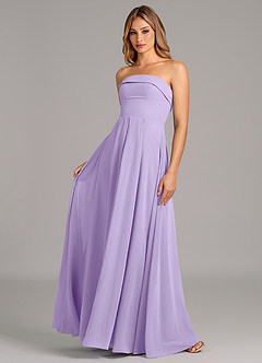 Azazie Lucienne Robes de demoiselle d'honneur Robe Trapèze Convertible en Mousseline de soie Sans bretelle Lilas image1