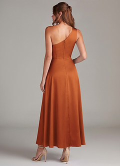 Azazie Brooke Suknie dla druhen Linia A Jedno ramię Satyna elastyczna Długość kostki Sukienka image7