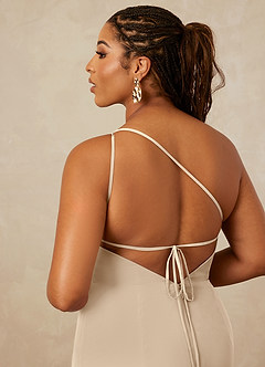Christian Siriano Bridal for Azazie 1003 Bridesmaid Dresses Champagne Sheath One Shoulder Chiffon Dress image16