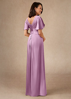 Azazie Emmeline Mother of the Bride Dresses Wisteria A-Line Pleated Stretch Satin Dress image2
