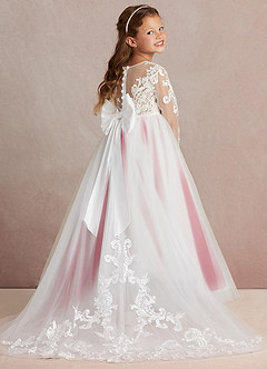 Azazie Elodie Ivory Scarlet Ball-Gown Lace Dress | Azazie