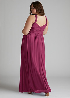 Azazie Hillian Bridesmaid Dresses Mulberry A-Line Halter Pleated Mesh Dress image12
