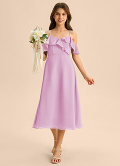 Azazie Kamilla Junior Klä av A-Line i Chiffong Av axeln image4