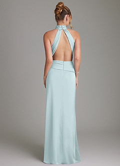 Azazie Gracelynn Bridesmaid Dresses Mist Sheath Pleated Stretch Satin Dress image8