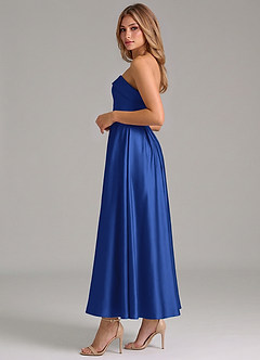 Azazie Lucienne Suknie dla druhen Linia A Pofałdowany Satyna elastyczna Długość kostki Sukienka image3