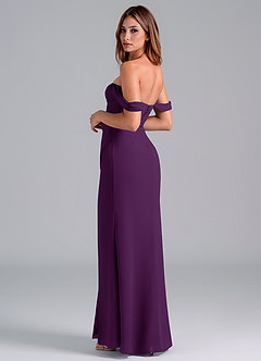 Azazie Asha Bridesmaid Dresses Grape Sheath Off the Shoulder Chiffon Convertible Dress image2