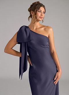 Azazie Capri Jurken voor bruidsmeisjes Jurk van Stretch Satijn met Zeemeermin One-Shoulder Stormachtig image5