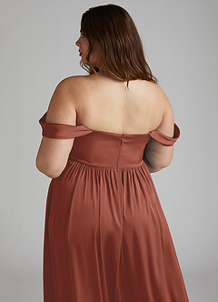 Azazie Morana Final Sale Auburn A-Line Off the Shoulder Stretch Satin Convertible Dress image18