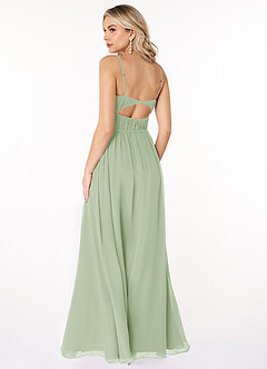 Azazie Yanelie Bridesmaid Dresses Dusty Sage A-Line Scoop Pleated Chiffon Dress image7