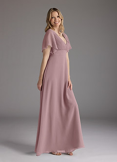 Azazie Alessa vestidos de madre de la novia Vestido de Rosa Polvorienta de Gasa de Corte En A con Cuello en V plisado image2