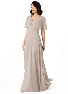 Azazie Pamela Bridesmaid Dresses Frost A-Line V-Neck Pleated Chiffon Dress image3