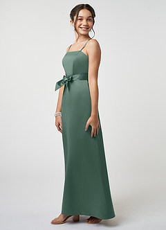 Azazie Anina Junior Robe Trapèze en Satin extensible Arc Eucalyptus image4