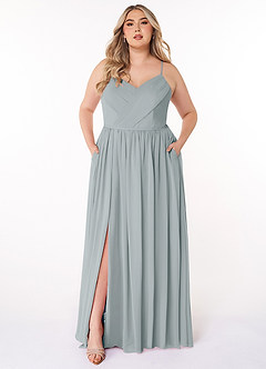 Azazie Cora Bridesmaid Dresses Dolphin Grey A-Line Pleated Chiffon Dress image6