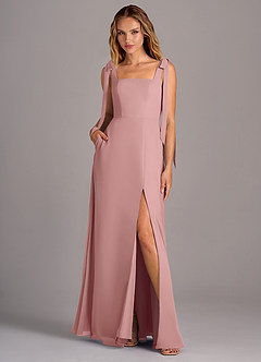 Azazie Debra Bridesmaid Dresses Dusty Rose A-Line with Pockets Chiffon Convertible Dress image1