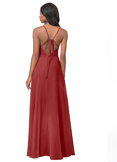 Azazie Everleigh Brautjungfernkleider A-Linie Herzchen Gefaltet Chiffon Kleid Rost image3