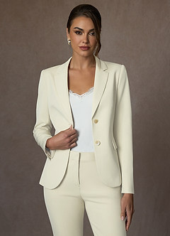 front Victoria Marfim Blazer de trama refinada