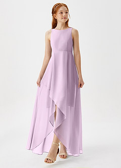 Azazie Lizette Junior Frosted Lilac A-Line Pleated Chiffon Dress image4