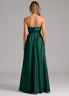 Azazie Lucienne Bridesmaid Dresses Emerald A-Line Strapless Stretch Satin Convertible Dress image7