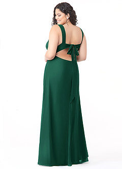 Azazie Christiana Bridesmaid Dresses Emerald A-Line V-Neck Pleated Chiffon Dress image8