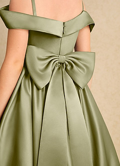 Azazie Favia vestidos de niña de las flores Vestido de Musgo Verde de Satin Mate de Corte En A con Vestidos sin tirantes image7