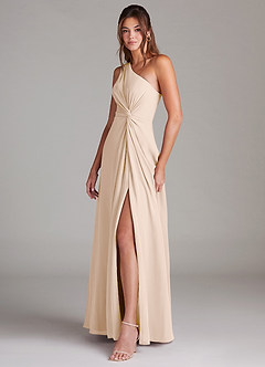 Azazie Brooke Bridesmaid Dresses White Alabaster A-Line One Shoulder Chiffon Dress image5