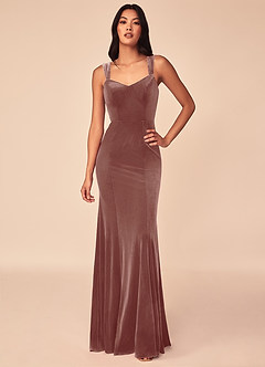 Azazie Lanessa Bridesmaid Dresses Rustic Rose Mermaid V-Neck Keyhole Back Velvet Dress image1