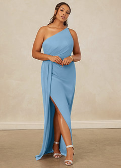 Christian Siriano Bridal for Azazie 1003 Robes de demoiselle d'honneur Robe Fourreau en Mousseline de soie Ue épaule Acier Bleuté image8