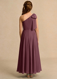 Azazie Guppy Girls Formal Blumenmädchenkleider A-Linie One-Shoulder Chiffon Kleid Sangria image2