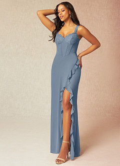 Azazie Camellia Bridesmaid Dresses Twilight Sheath Lace Chiffon Dress image3