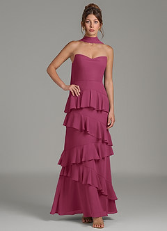 Azazie Imani Final Sale Steel Blue A-Line Ruched Chiffon Dress image5