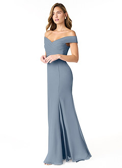 Azazie Lecia Bridesmaid Dresses Twilight Empire Off-The-Shoulder Pleated Chiffon Convertible Dress image3